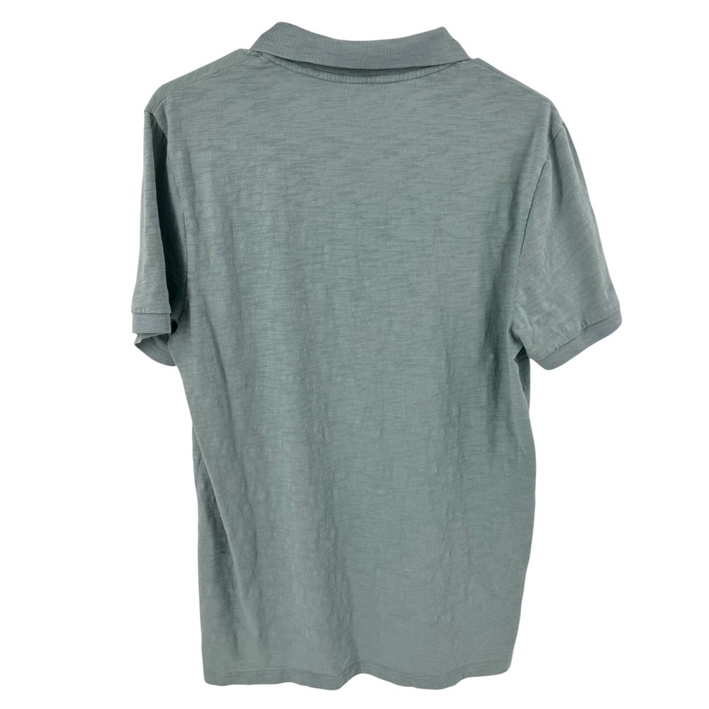 Vince Mens Sage Green Slub Cotton Short Sleeve Polo Shirt Size M Made in Peru - Picture 3 of 9